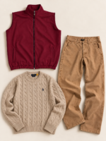 Waterproof Vest + Polo Sweatshirt + Baggy Denim Pant