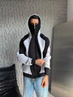 Premium Two Tone Zip Up Hoodie Jacket – Black & Grey